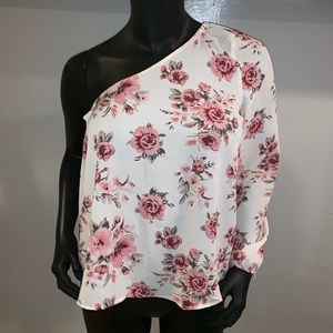 Floral One Shoulder Top Pink & Cream M F21